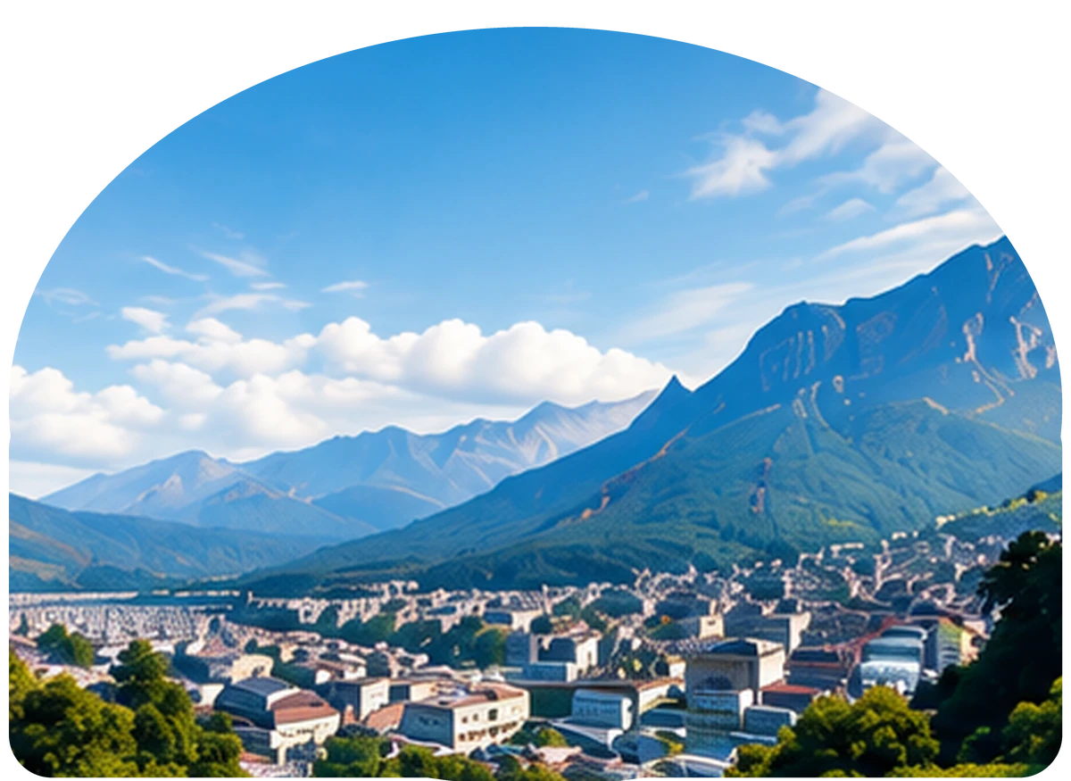 山あいの街並みの風景