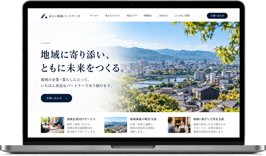 地域密着型企業サイトのデザインサンプル（PC表示）
